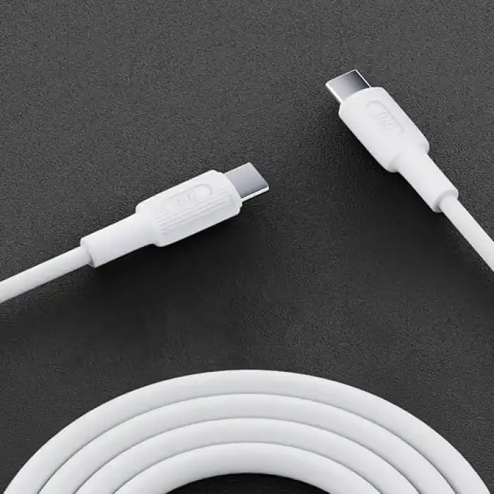 Juo 60W USB Type-C to Type-C Silikon Hızlı Şarj ve Data Kablosu Beyaz 2 Metre
