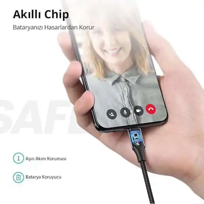 Ugreen Örgülü Micro-USB & USB-A Data ve Şarj Kablosu, 1.5 Metre, Siyah
