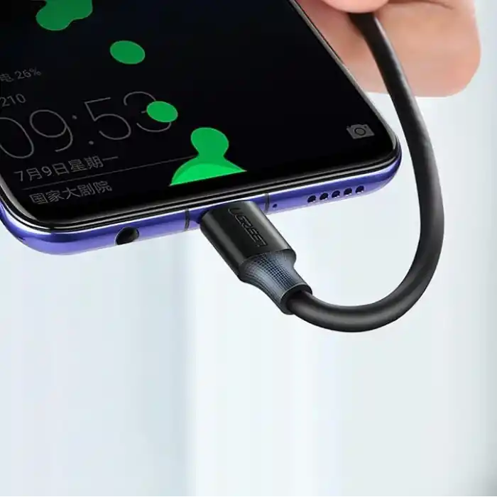 UGREEN 2.0 A USB-A & USB-C, Şarj ve Data Kablosu, 25 Santimetre, Siyah, 60114