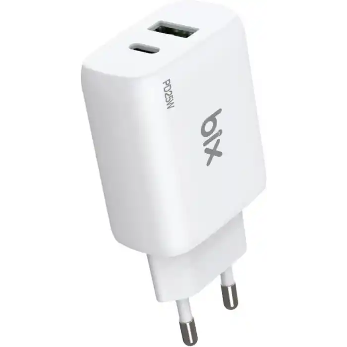 Bix ZH-2U41T 25W PD 3.0 Type-C & USB-A Çift Bağlantı Noktalı Hızlı Şarj Adaptörü, Huawei, iPhone 15/14/13/12/Pro Max, iPad Air/Pro ve Daha Fazlası ile Uyumlu