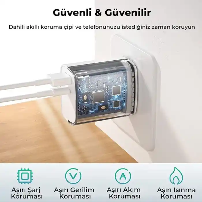 Bix ZH-2U41T 25W PD 3.0 Type-C & USB-A Çift Bağlantı Noktalı Hızlı Şarj Adaptörü, Huawei, iPhone 15/14/13/12/Pro Max, iPad Air/Pro ve Daha Fazlası ile Uyumlu