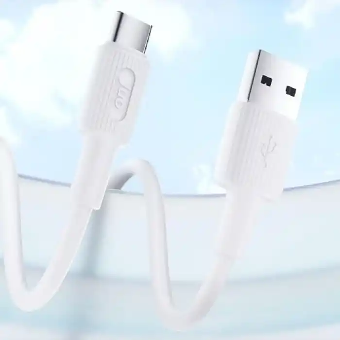 Juo 12W USB-A to Type-C Silikon Hızlı Şarj ve Data Kablosu Beyaz 2 Metre