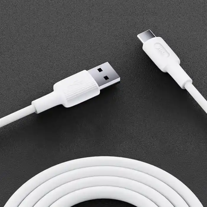 Juo 12W USB-A to Type-C Silikon Hızlı Şarj ve Data Kablosu Beyaz 2 Metre