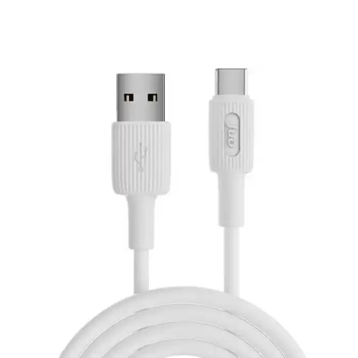 Juo 12W USB-A to Type-C Silikon Hızlı Şarj ve Data Kablosu Beyaz 2 Metre