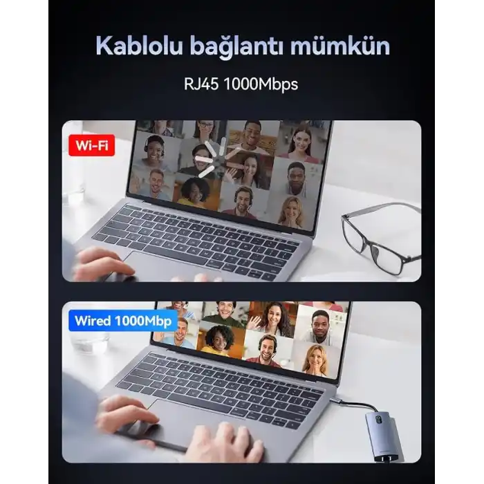 Rocoren 11 Portlu 4K 30Hz HDMI Gigabit Ethernet SD TF Kart Okuyuculu 3.5mm Jack USB Hub Çoklayıcı