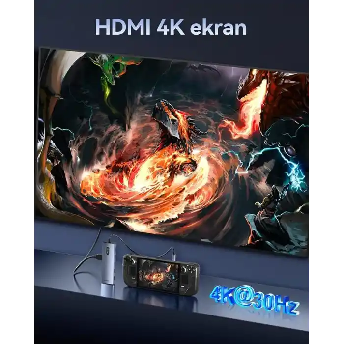 Rocoren 11 Portlu 4K 30Hz HDMI Gigabit Ethernet SD TF Kart Okuyuculu 3.5mm Jack USB Hub Çoklayıcı