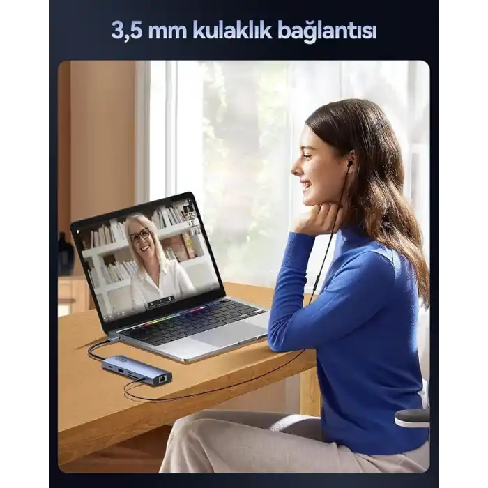 Rocoren 11 Portlu 4K 30Hz HDMI Gigabit Ethernet SD TF Kart Okuyuculu 3.5mm Jack USB Hub Çoklayıcı