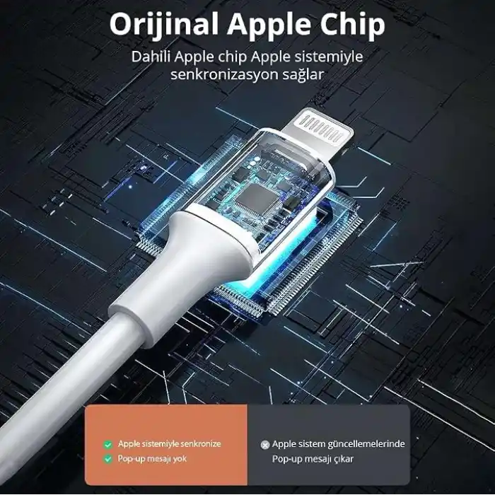 Ugreen iPhone Lightning 2.4A Data ve Şarj Kablosu Siyah 1 Metre