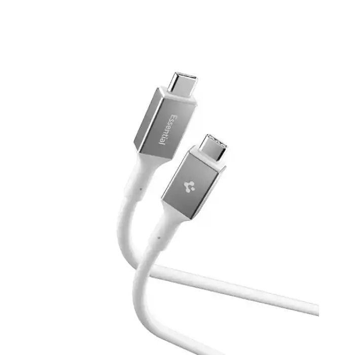 Spigen USB-C to USB-C 1 Metre Kablo 100W Güç/PPS 2.0 Super Hızlı Şarj / 5 Gbps (E-Marker Çip) Data Hızı/USB 3.2 Type-C Ekstra Dayanıklı MFI Lisanslı White - ACA08774