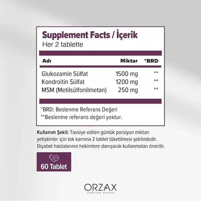 Orzax Cosakondrin Msm 60 Tablet
