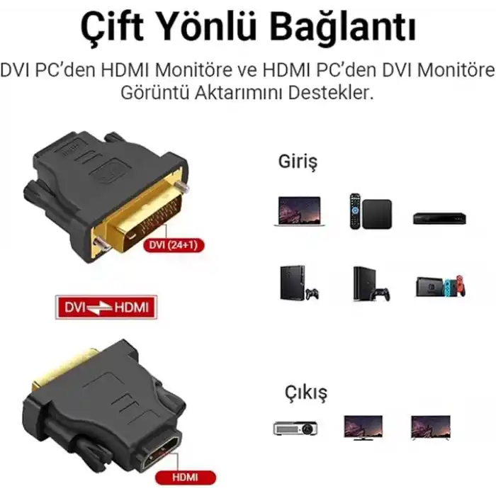 VegGieg DVI 24+1 to HDMI Dönüştürücü Adaptör