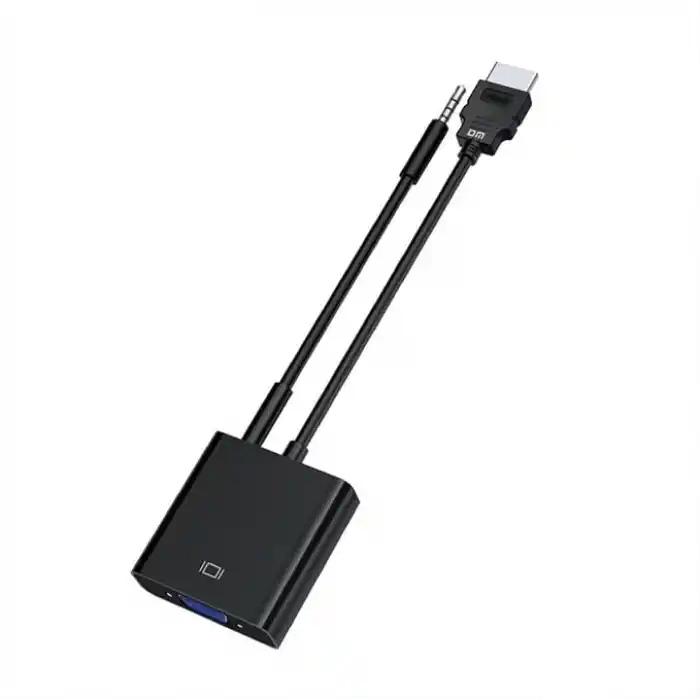 DM CHB021 HDMI to VGA Çevirici Dönüştürücü 3.5mm Aux Ses Destekli Çıkış