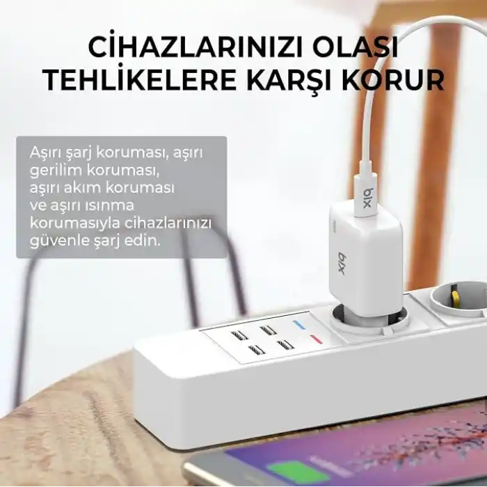 Bix BXCL20TA 20W PD Süper Hızlı Type-C Şarj Cihazı, Type-C’den Lightning’e Kablosuyla iPhone 17 serisi, iPhone 16 serisi, iPhone 15 serisi 14/14 Pro/14 Pro Max, iPad 9 ve Fazlasıyla Uyumlu