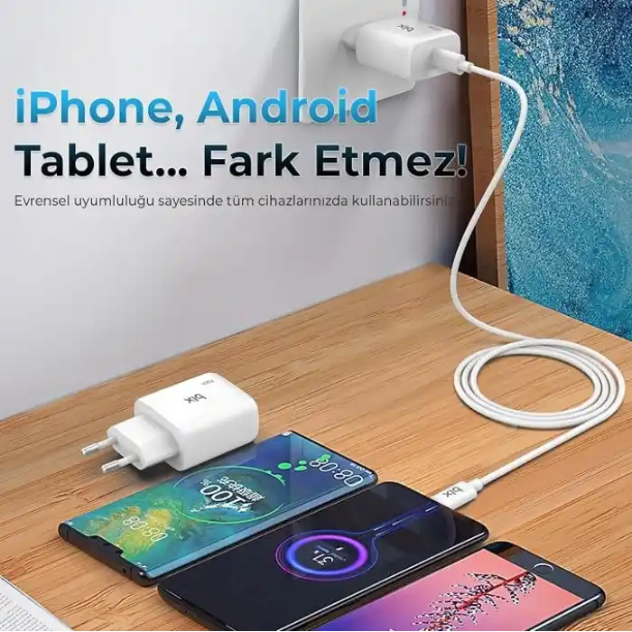 Bix BXCL20TA 20W PD Süper Hızlı Type-C Şarj Cihazı, Type-C’den Lightning’e Kablosuyla iPhone 17 serisi, iPhone 16 serisi, iPhone 15 serisi 14/14 Pro/14 Pro Max, iPad 9 ve Fazlasıyla Uyumlu