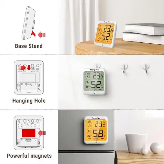 ThermoPro TP53 Dijital Termometre Higrometre İç Mekan Sıcaklık ve Nem Ölçer Dokunmatik Aydınlatmalı Oda Ortamı için Profesyonel Termo-Higrometre