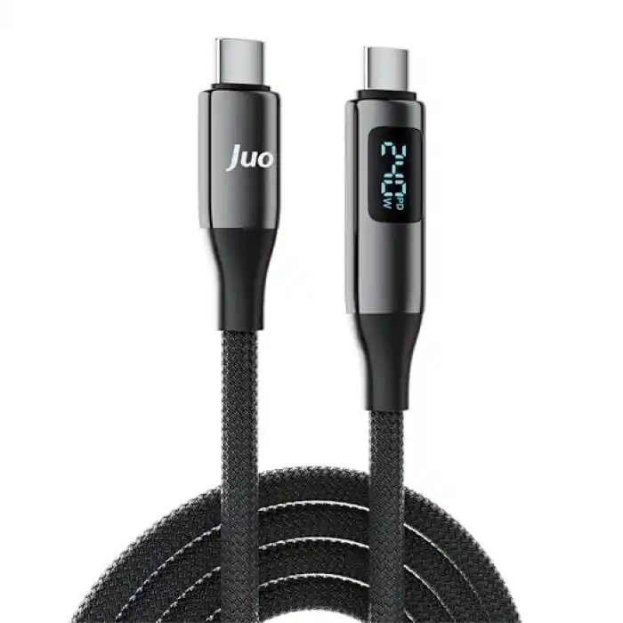 Juo 240W USB 3.1 Gen2 10Gbps E-Mark Çipli Led Display 4K 60Hz Görüntü ve Type-C Hızlı Şarj Kablosu 2 Metre