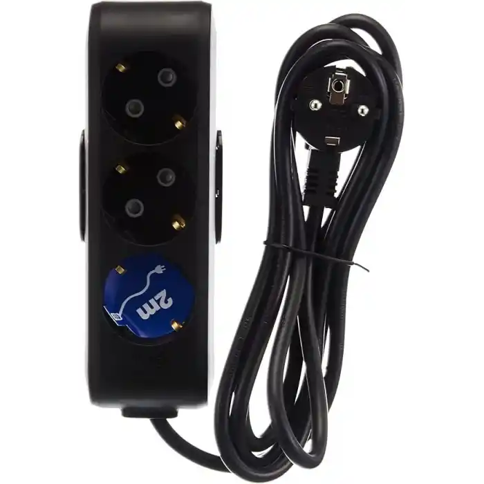 Viko Multi-Let 3lü Topraklı Kablolulu Ç.K 2m Siyah Priz