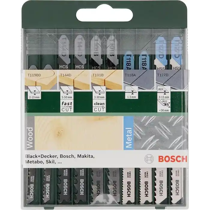Bosch Professional Accessories Dekupaj Testere Seti, Yeşil, 10 Adet