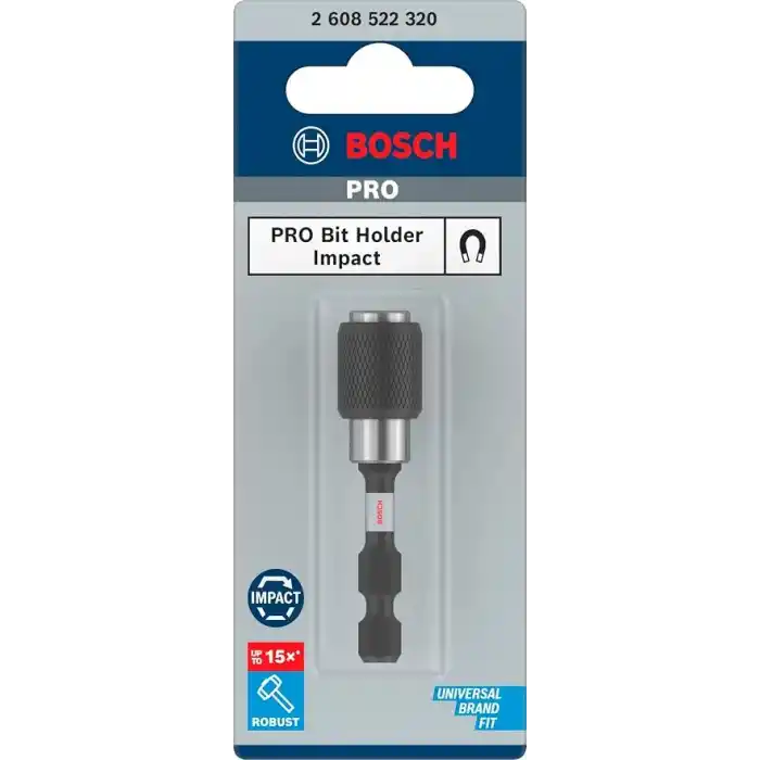 Bosch Professional Accessories 2608522320 Hızlı Kilit Uç Tutucu (Darbe Kontrolü, 1/4 İnç Altıgen Şaft, Maymuncuk Ve Tıklama)