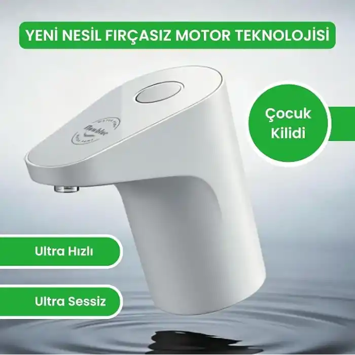 Yeni Nesil Ultra Sessiz Ve Ultra Hızlı Otomatik Damacana Pompası Beyaz