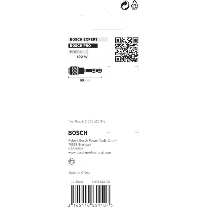 Bosch Professional Accessories 2608522320 Hızlı Kilit Uç Tutucu (Darbe Kontrolü, 1/4 İnç Altıgen Şaft, Maymuncuk Ve Tıklama)