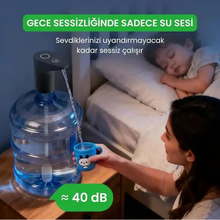 Yeni Nesil Ultra Sessiz Ve Ultra Hızlı Otomatik Damacana Pompası Beyaz