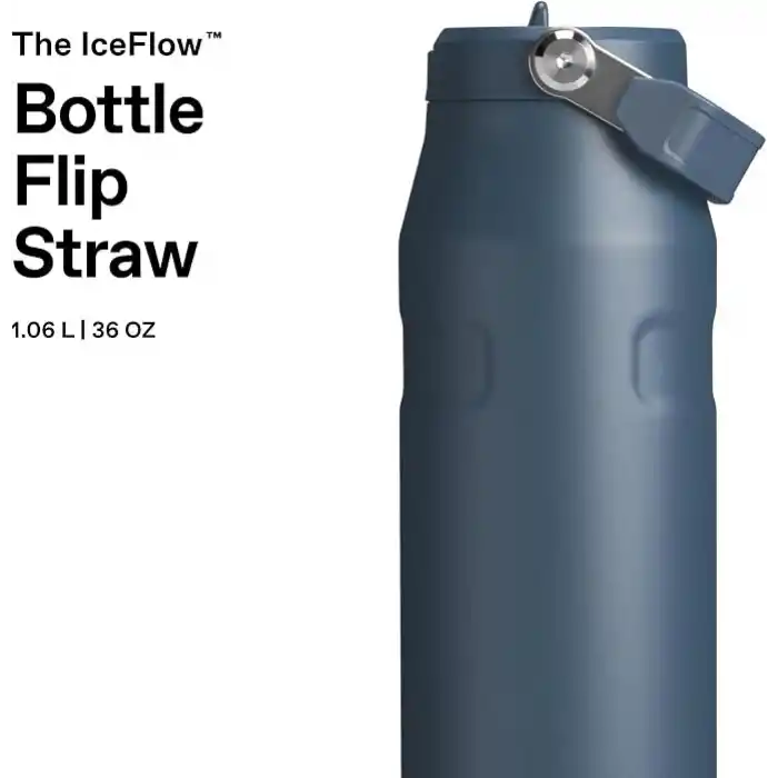 STANLEY IceFlow™ Aerolight™ Flip Straw 2.0 Pipetli Termos Su Şişesi 1.06 Litre - Lacivert | Paslanmaz Çelik