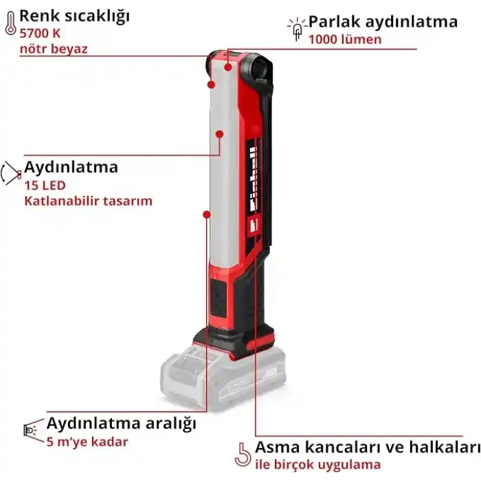 Einhell Akülü Aydınlatma TE-CL 18/1000 S Li-Solo 4514180