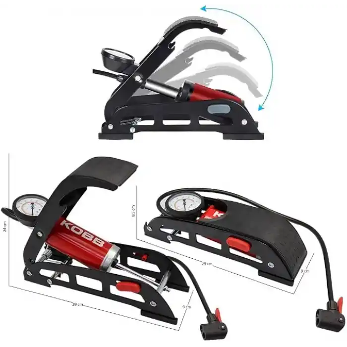 KOBB KB0901 87PSI Analog Basınç Göstergeli Ayak Pompası, Kırmızı/Siyah