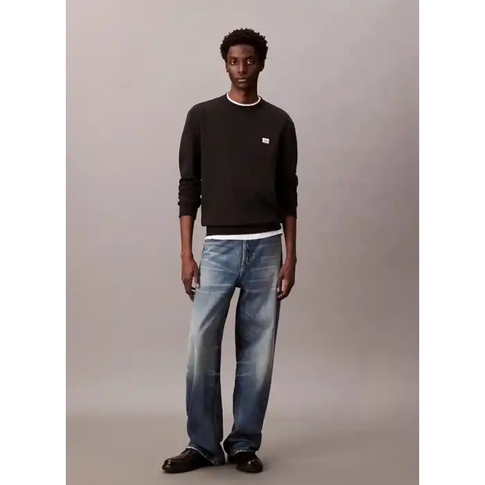 Calvin Klein Ls Eu 350Terry Badge Cn Bisiklet Yaka Sweatshirt, LV04RC273GUB1