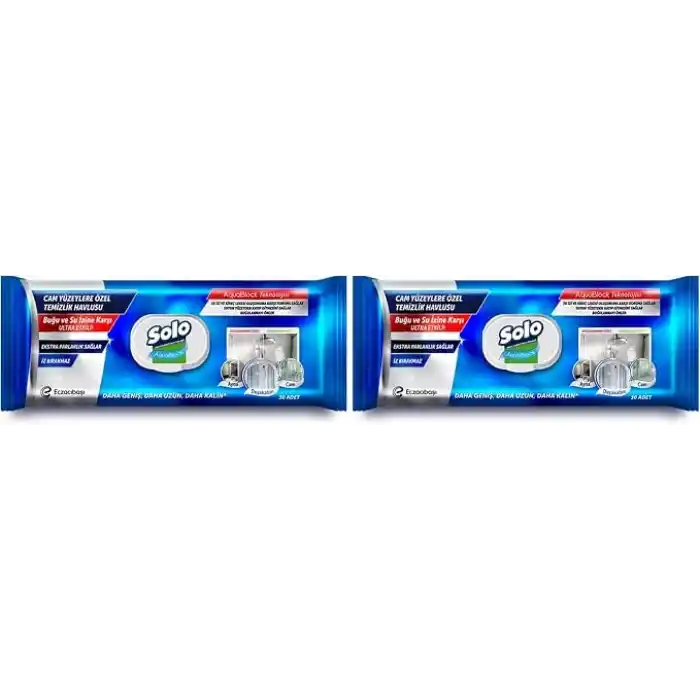 Solo Aquablock Cam Yüzeylere Özel Temizlik Havlusu 30 Yaprak (2 paketi)