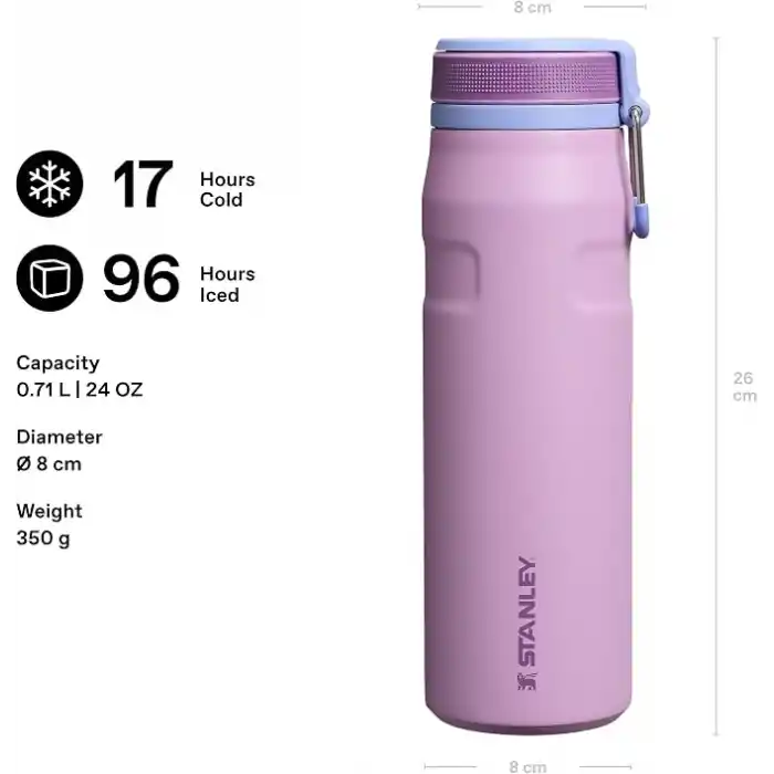 STANLEY The IceFlow™ Twist & Flip Termos Su Şişesi 0.7 Litre - Lila | Paslanmaz Çelik