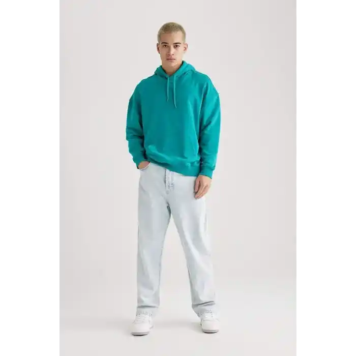 DeFacto Oversıze Kapüşonlu Sweatshirt B7849AXNS Erkek