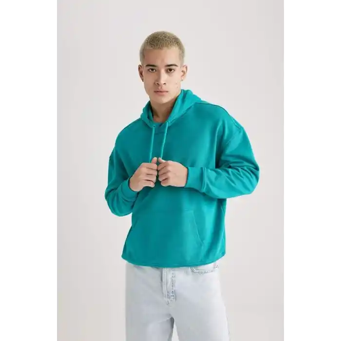 DeFacto Oversıze Kapüşonlu Sweatshirt B7849AXNS Erkek