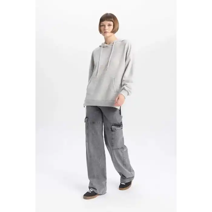 DeFacto Oversize Geniş Kalıp Kapüşonlu Sweatshirt