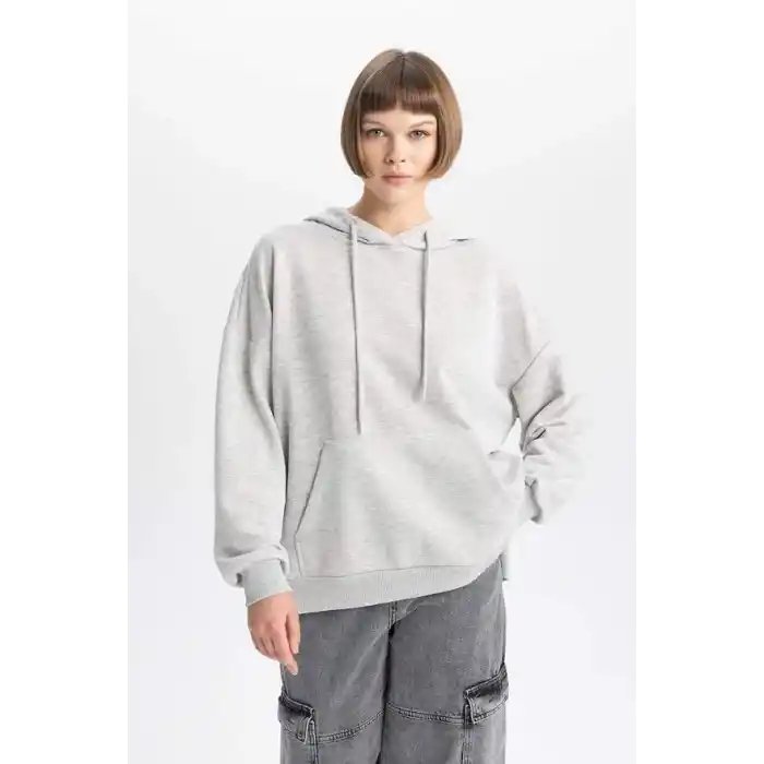 DeFacto Oversize Geniş Kalıp Kapüşonlu Sweatshirt