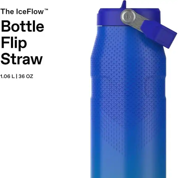 STANLEY IceFlow™ Aerolight™ Flip Straw 2.0 Pipetli Termos Su Şişesi 1.06 Litre - Pacific Hypergrip | Paslanmaz Çelik