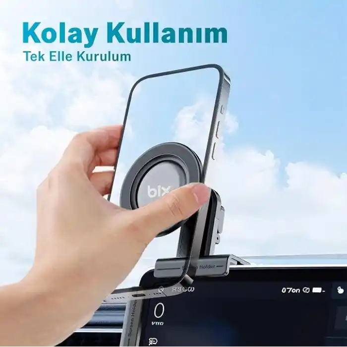Bix TCH03 Çok Açılı Ayarlanabilir Araç Ekranı Monitör Üstü İçin Teleskopik Manyetik Telefon Tutucu