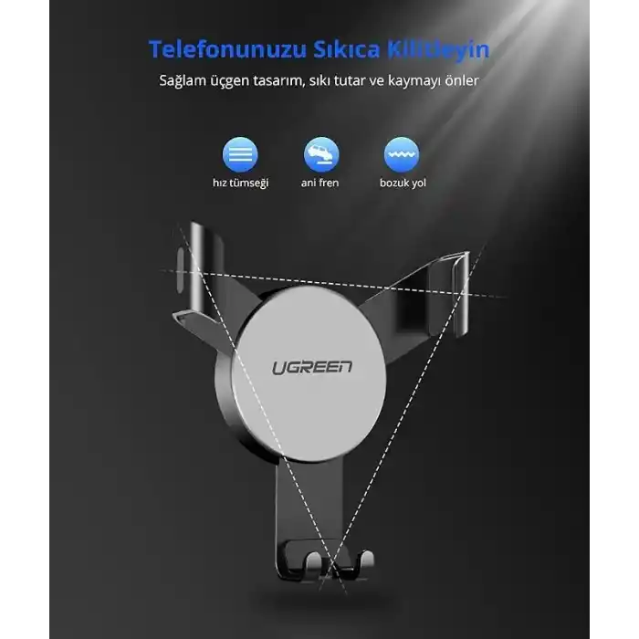 Ugreen Mekanik Araç İçi Telefon Tutucu Siyah
