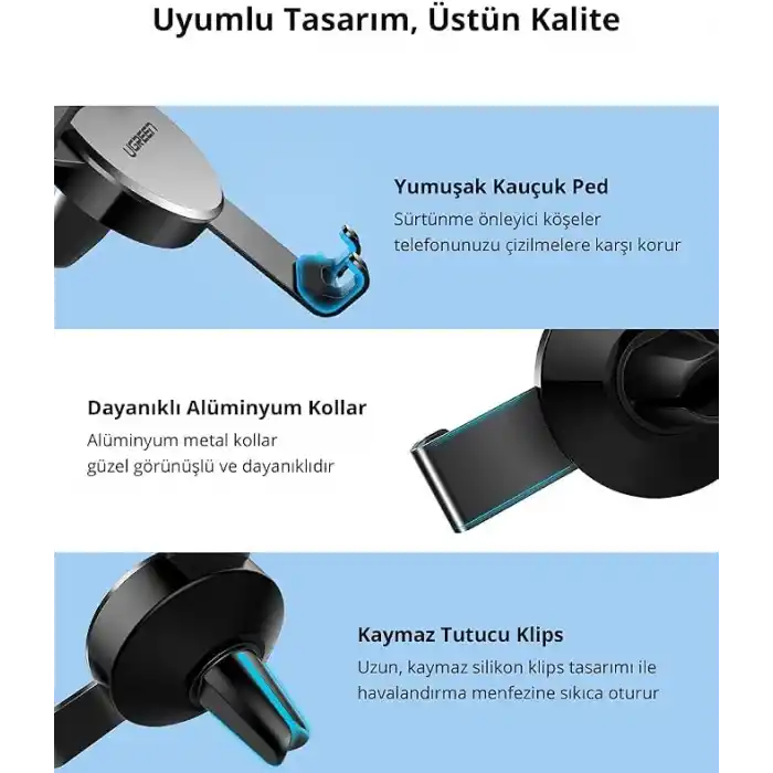 Ugreen Mekanik Araç İçi Telefon Tutucu Siyah