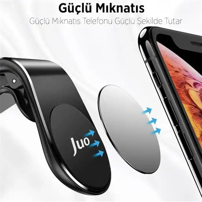 Juo Havalandırma Izgarası için Manyetik Mıknatıslı Telefon Tutucu + 2 Adet Manyetik Plaka