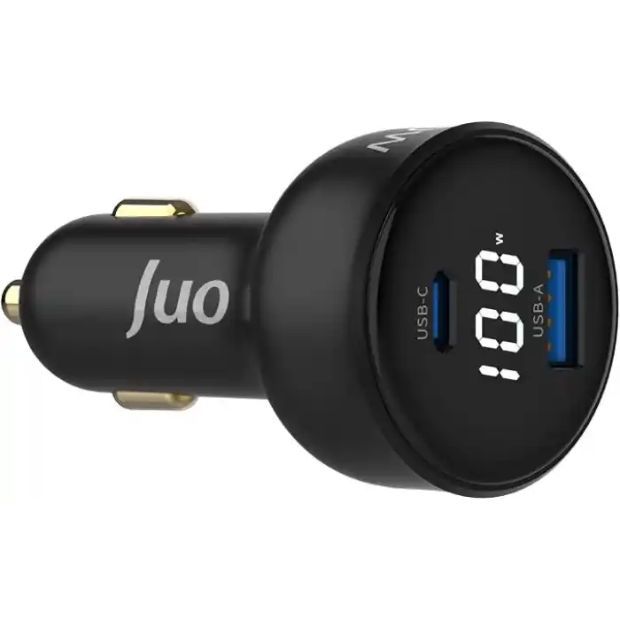 Juo 100W Led Ekranlı Type-C + USB-A Araç Şarj Aleti iPhone & Android & Notebook Araç içi Şarj Cihazı