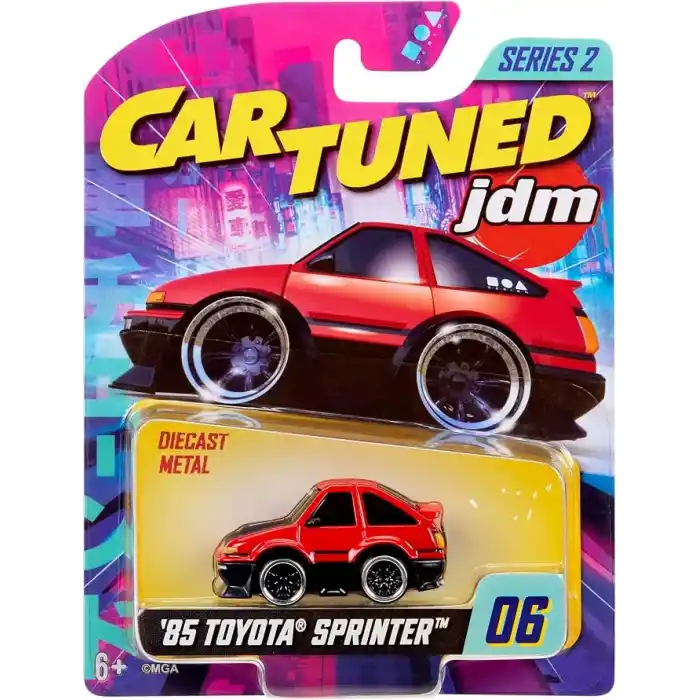 MGAE CarTuned JDM Seri 2 1985-87 Sprinter Trueno GT-Apex AE86, Siyah Kırmızı, Diecast Metal Oyuncak Araba, Koleksiyon