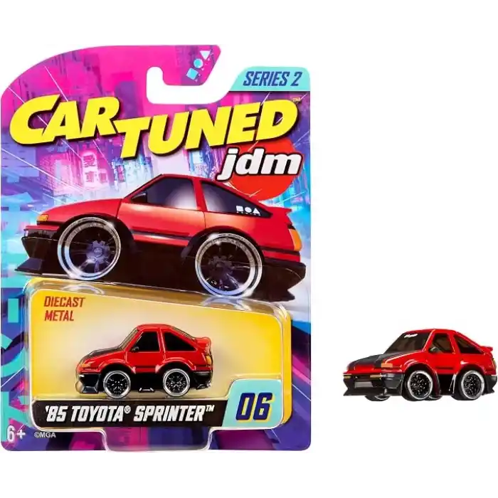 MGAE CarTuned JDM Seri 2 1985-87 Sprinter Trueno GT-Apex AE86, Siyah Kırmızı, Diecast Metal Oyuncak Araba, Koleksiyon