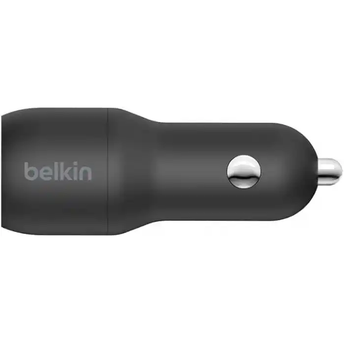 Belkin Boost Charge Çift Bağlantı Noktalı 24 W Araç Şarjı, iPhone ve Android telefon uyumlu, Siyah, CCB001btBK