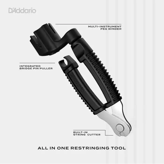 Planet Waves DAddario Accessories Pro-Winder - Gitar Teli Sargısı, Kesici, Köprü Pimi Çekici, Üstün Ergonomik Hepsi Bir Arada Alet, Germe İçin, Siyah