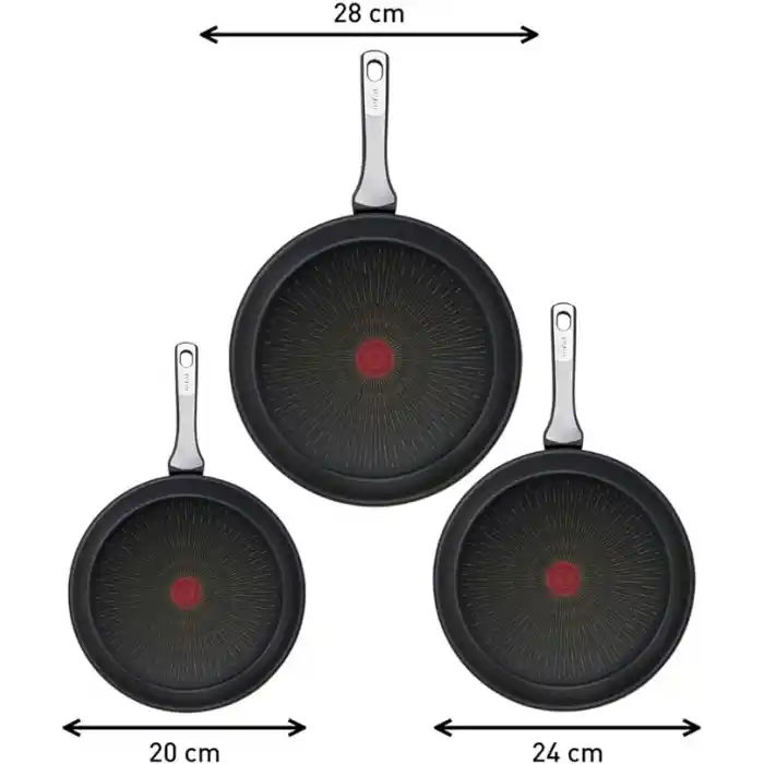 Tefal Titanyum 6X UnlimitedOne İndüksiyon Tabanlı 20/24/28 Cm 3lü Tava Seti - 2100116646