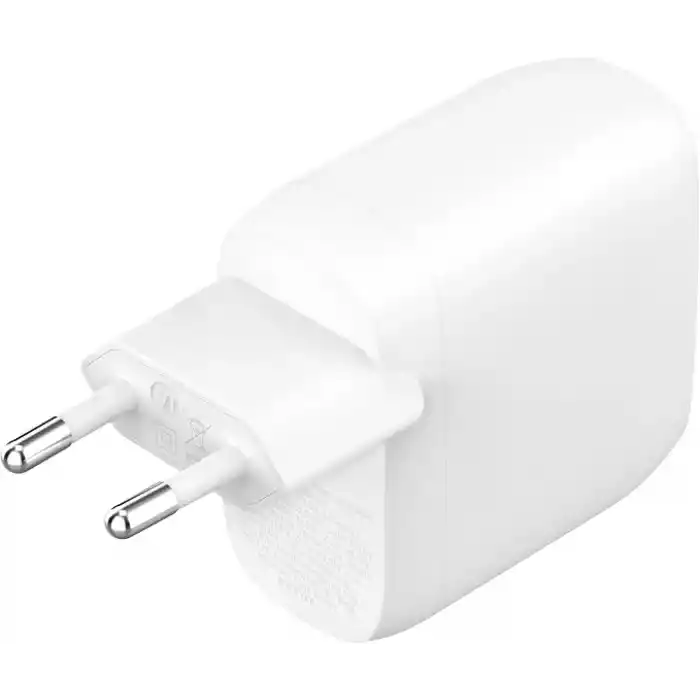 Belkin Boost Charge Çift USB-C Fişi, PPSli, iPhone 16 ve Diğerleri, iPad, Samsung Galaxy, Google Pixel, MacBook için 60W Şarj Cihazı, USB-Cden Lightning Kablosu ve USB-C Uyumlu, Beyaz