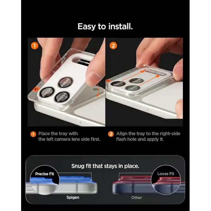 Spigen iPhone 18 Pro Max ile Uyumlu Kamera Lens Koruyucu Tam Kaplayan Cam Kolay Kurulum Glas.tR EZ Fit Optik Pro XL Dark Gray - AGL12039