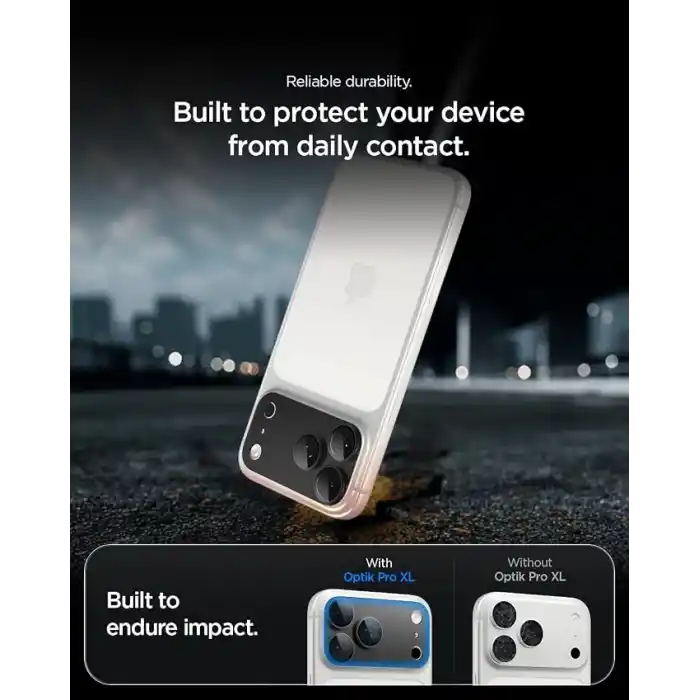 Spigen iPhone 18 Pro Max ile Uyumlu Kamera Lens Koruyucu Tam Kaplayan Cam Kolay Kurulum Glas.tR EZ Fit Optik Pro XL Dark Gray - AGL12039